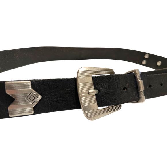 Urban Outfitters Leather Belt Black with Silver Hardware Unisex Small/Medium - Picture 4 of 13